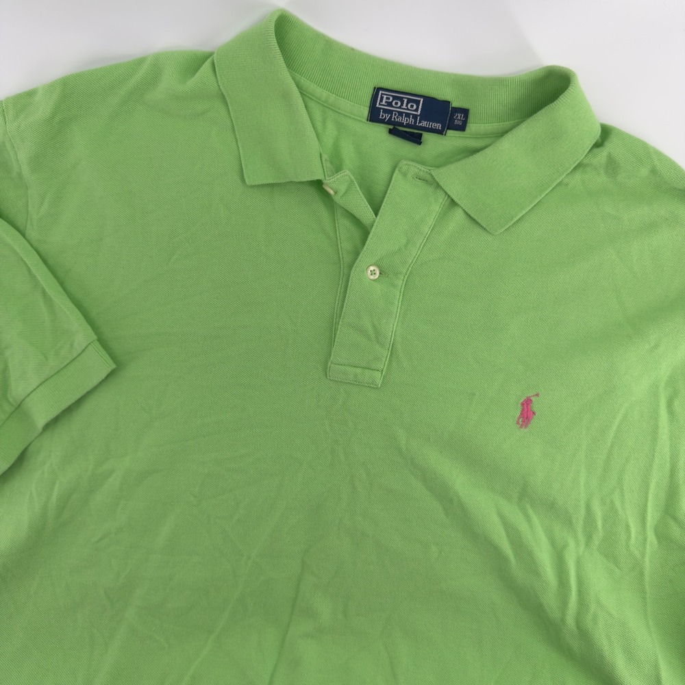 Polo Ralph Lauren Mens‎ 2XL Big Lime Green Pink Pony Polo Shirt